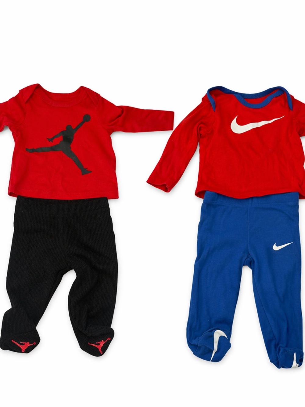 Newborn -Jordan Red & Black Baby One-Piece Set with Nike Red & Blue One-Piece